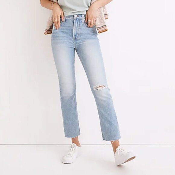 Madewell The Perfect Vintage Jean Raw Hem Straight Leg Jeans Light Wash - Picture 2 of 11